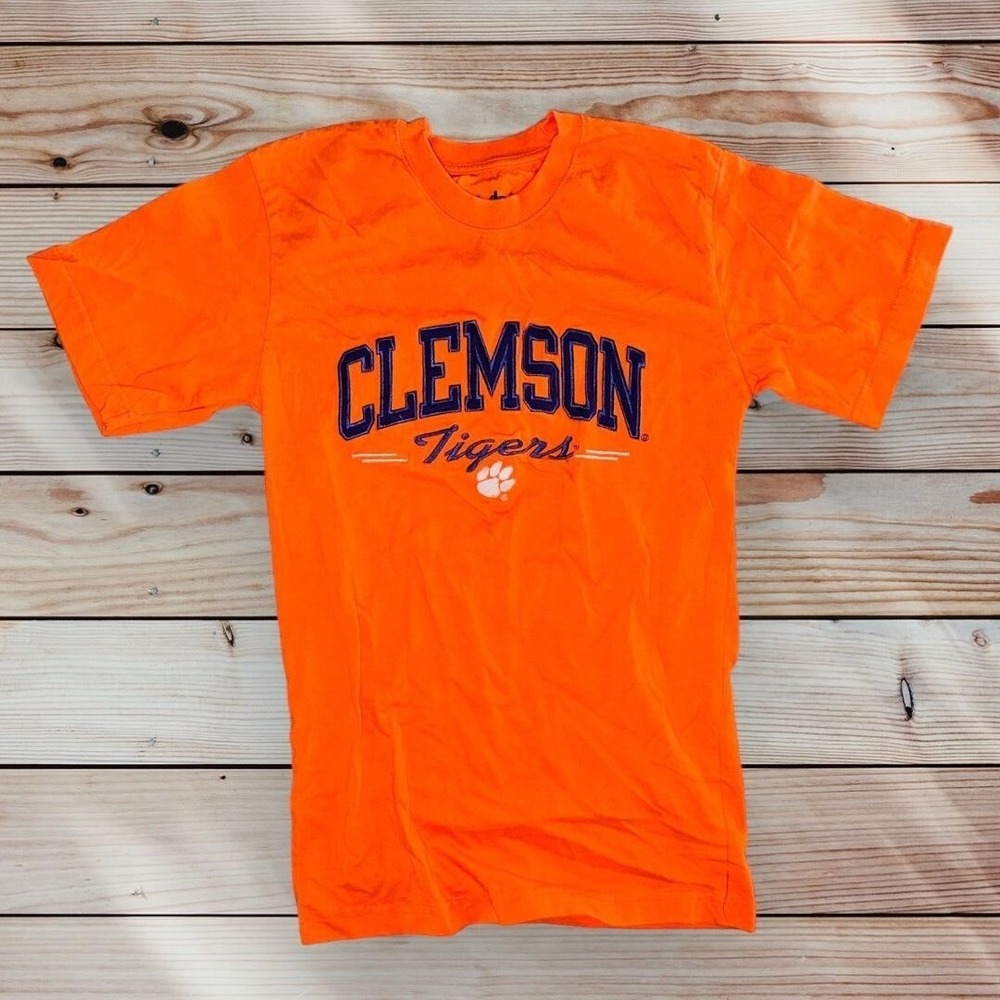 B1 Clemson Tigers t shirt top embroidered purple orange Small